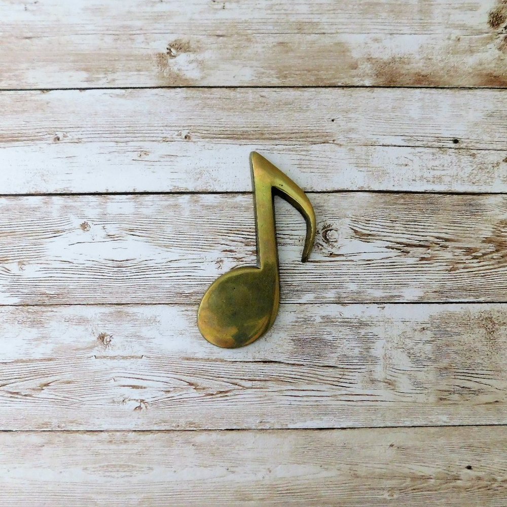 Vintage Novelty Brass Figurine Paperweight - Music Note Musical